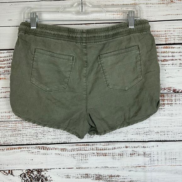 Women's NWOT Level 99 Olive Green Linen Blend Drawstring Casual Shorts Size S - Picture 3 of 6